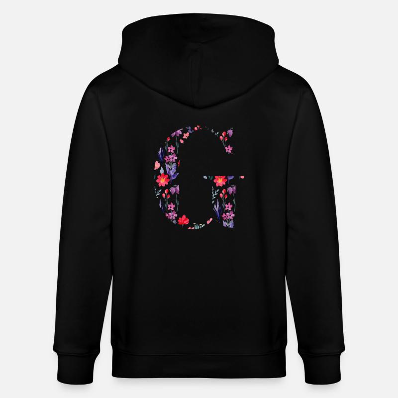 Personalisierter Blumenbuchstabe g - Geschenkidee - Stanley/Stella Unisex Bio-Kapuzenjacke CULTIVATOR  - Schwarz