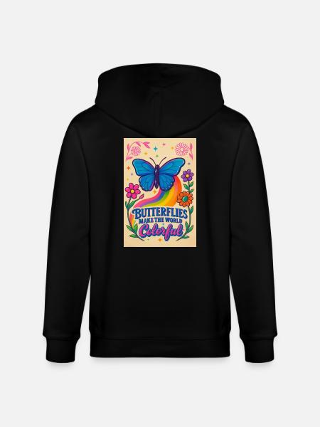 Papillon Couleur Monde Motif - Veste à capuche bio CULTIVATOR Stanley/Stella Unisexe - noir
