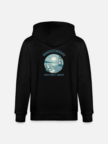 Nordseetherapie - Watt hilft immer - Stanley/Stella Unisex Bio-Kapuzenjacke CULTIVATOR  - Schwarz