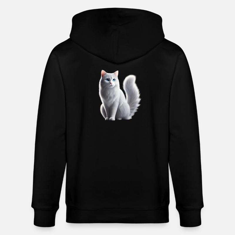 Chat Blanc Yeux Bleus - Veste à capuche bio CULTIVATOR Stanley/Stella Unisexe - noir