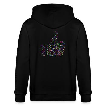 Gefällt mir! Like! Thumbs Up! - Stanley/Stella Unisex Bio-Kapuzenjacke CULTIVATOR  - Schwarz - Hinten - Anna (173cm)