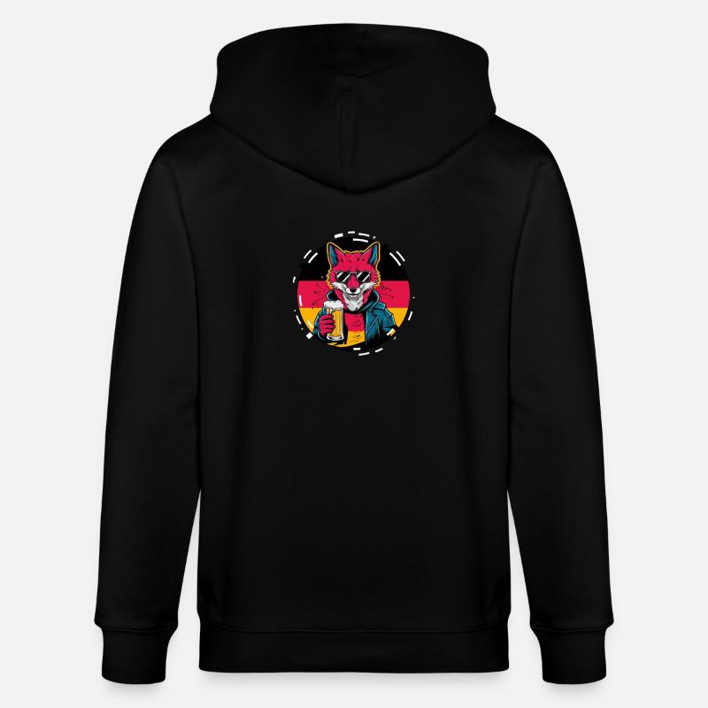 Fuchs Bier Geschenk - Stanley/Stella Unisex Bio-Kapuzenjacke CULTIVATOR  - Schwarz