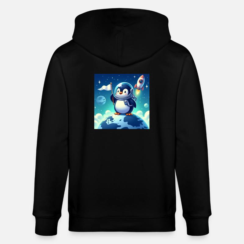 Pingouin dans l’espace - Veste à capuche bio CULTIVATOR Stanley/Stella Unisexe - noir