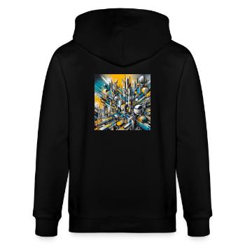 Gelb abstrakt - Stanley/Stella Unisex Bio-Kapuzenjacke CULTIVATOR  - Schwarz - Hinten - Anna (173cm)