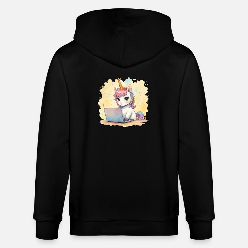 programmierendes Einhorn - Stanley/Stella Unisex Bio-Kapuzenjacke CULTIVATOR  - Schwarz