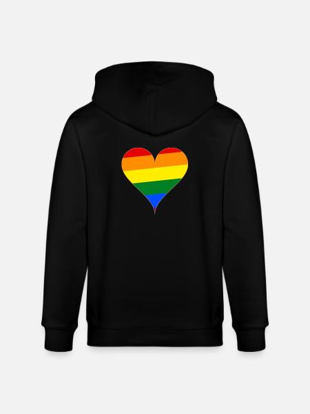 Heart rainbow flag gift - Stanley/Stella CULTIVATOR Unisex Organic Hooded Jacket - black