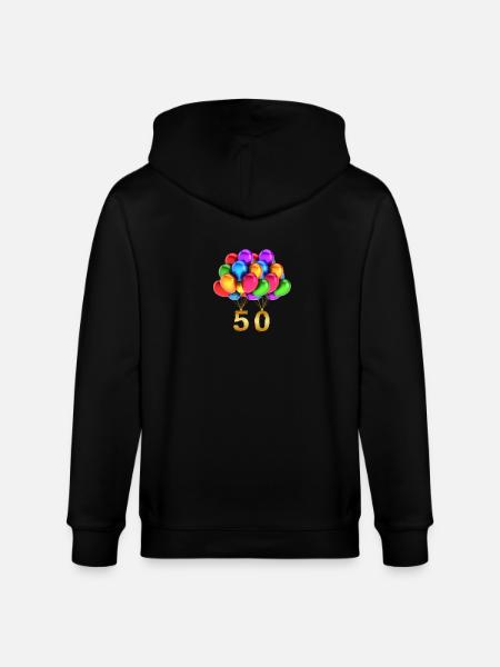 Gaveidé 50 års fødselsdag balloner - Stanley/Stella økologisk unisex-hættejakke CULTIVATOR  - sort