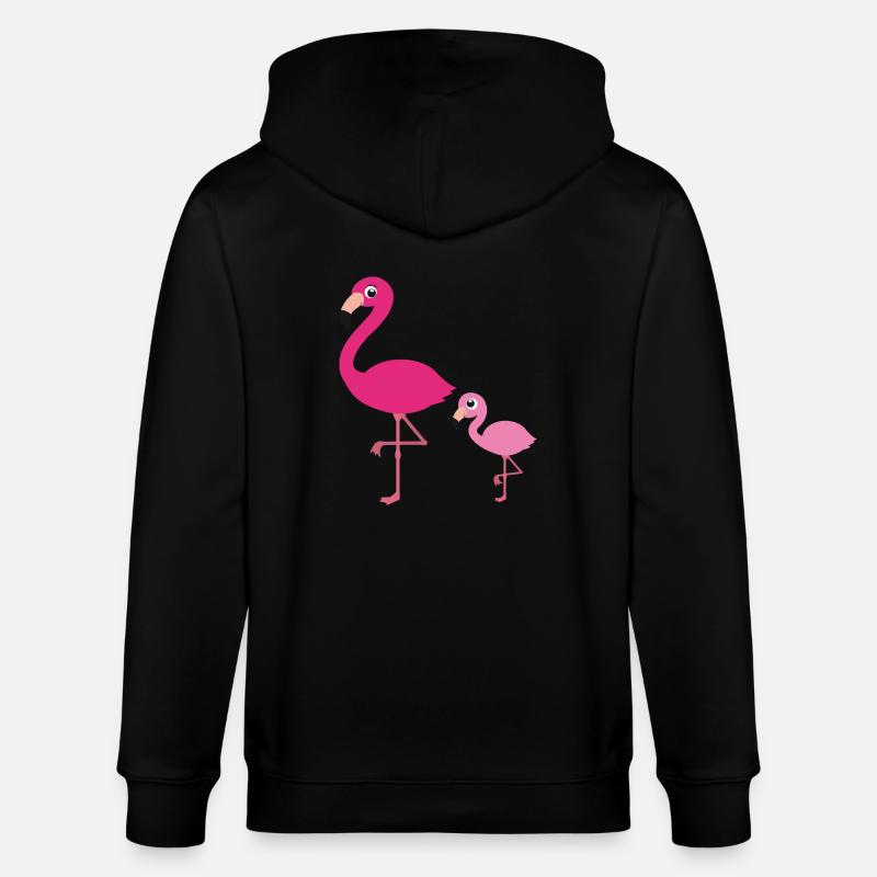 Flamingo Mutter mit Kind - Stanley/Stella Unisex Bio-Kapuzenjacke CULTIVATOR  - Schwarz