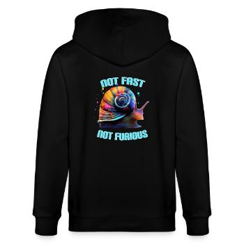 Not Fast Not Furious Snail - Stanley/Stella CULTIVATOR  Unisex Organic Hooded Jacket - black - Back - Anna (173cm)
