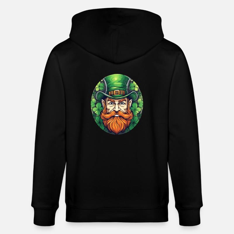 Lutin Trèfle de la Saint-Patrick - Veste à capuche bio CULTIVATOR Stanley/Stella Unisexe - noir