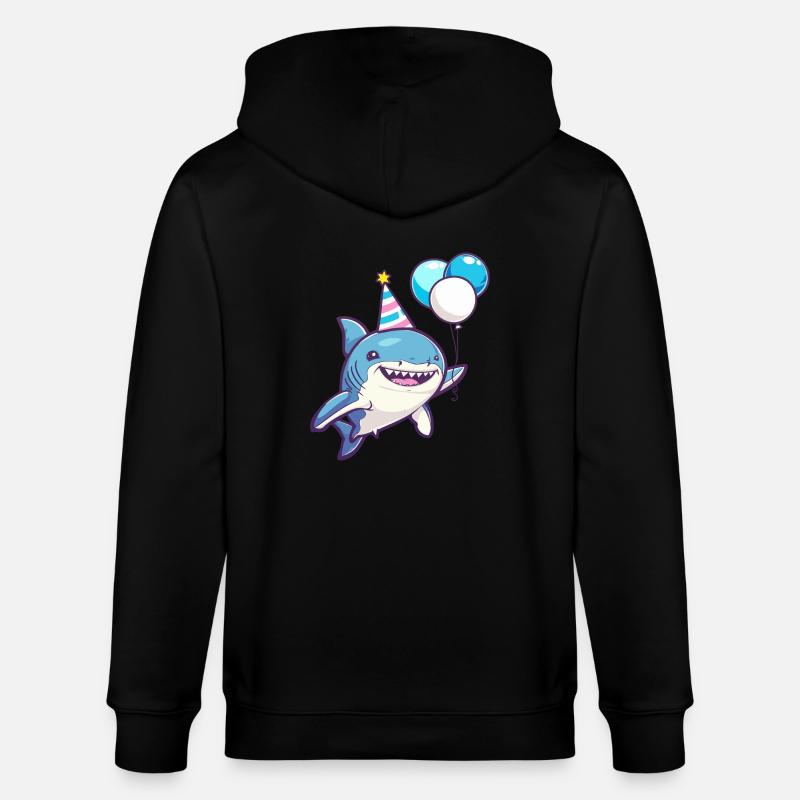 Bande dessinée d’anniversaire de requin - Veste à capuche bio CULTIVATOR Stanley/Stella Unisexe - noir