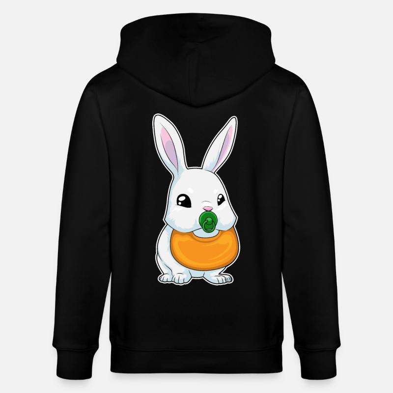 Bunny bib pacifier - Stanley/Stella CULTIVATOR  Unisex Organic Hooded Jacket - black