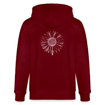 Sommer Sonnenblume. Prima Geschenksidee! - Stanley/Stella Unisex Bio-Kapuzenjacke CULTIVATOR  - Burgunderrot - Hinten - Anna (173cm)