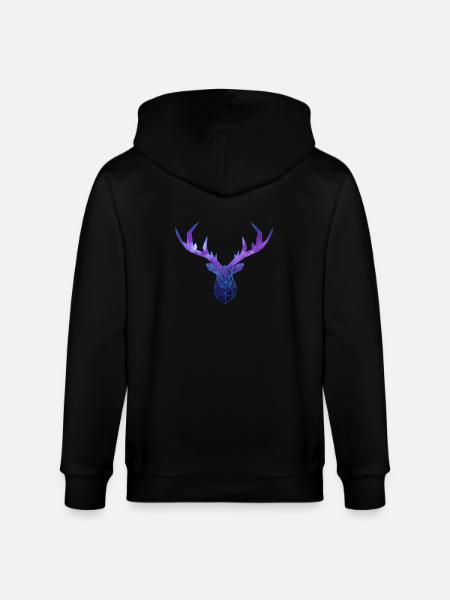 Low Poly Cosmos Deer - Stanley/Stella CULTIVATOR Unisex Organic Hooded Jacket - black