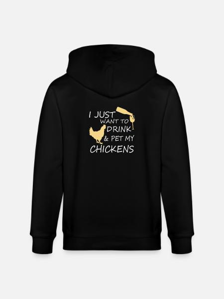 Pet my chickens - Stanley/Stella CULTIVATOR  Unisex Organic Hooded Jacket - black