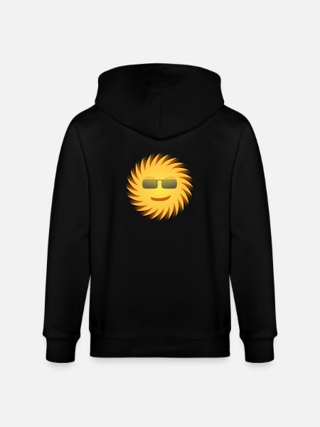 Sun with sunglasses. Gift - Stanley/Stella CULTIVATOR Unisex Organic Hooded Jacket - black
