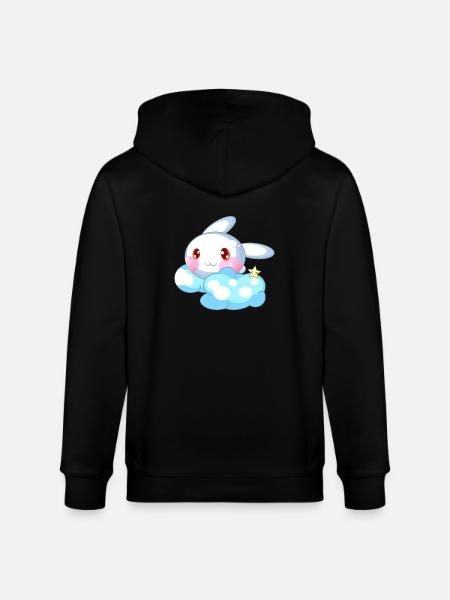Rabbit cute kids - Stanley/Stella CULTIVATOR  Unisex Organic Hooded Jacket - black