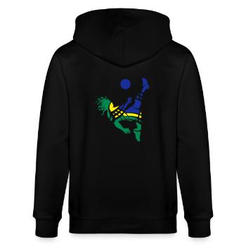Soccer_blue_yellow_green - Stanley/Stella CULTIVATOR  Unisex Organic Hooded Jacket - black - Back - Anna (173cm)