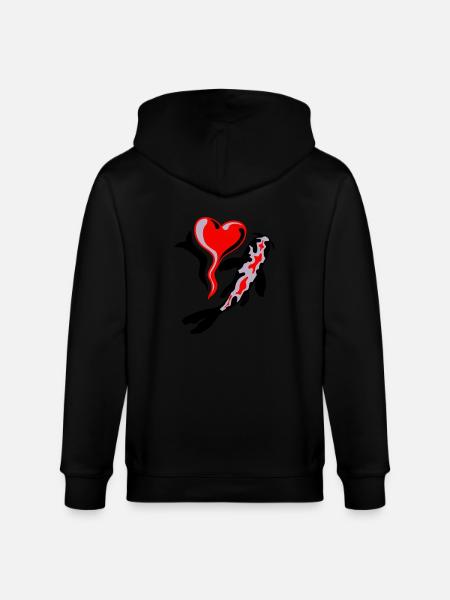 I Love Koi Fish - Stanley/Stella CULTIVATOR  Unisex Organic Hooded Jacket - black