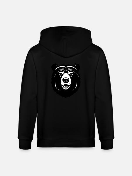 Lovely Curious Comic Bear - Stanley/Stella CULTIVATOR Unisex Organic Hooded Jacket - black