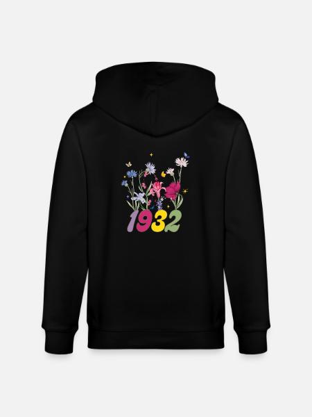 Geburtsjahr 1932 Wildblumen - Stanley/Stella Unisex Bio-Kapuzenjacke CULTIVATOR  - Schwarz