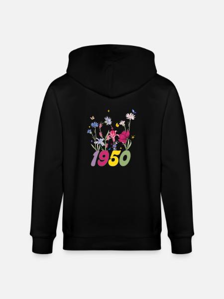 Birth year 1950 wildflowers - Stanley/Stella CULTIVATOR  Unisex Organic Hooded Jacket - black