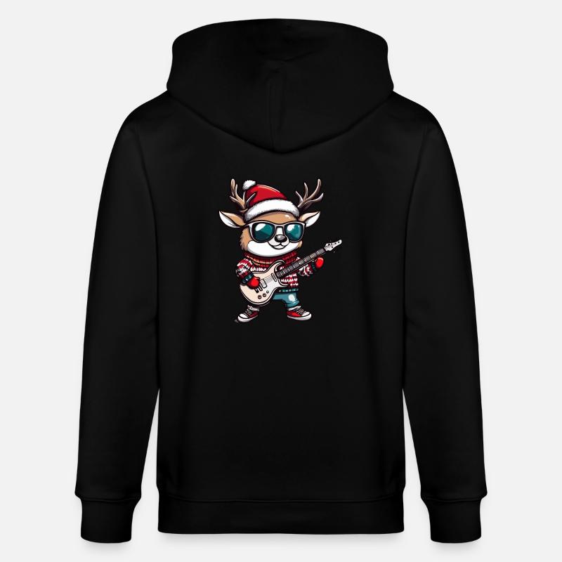 Guitare de Noël Cerf - Veste à capuche bio CULTIVATOR Stanley/Stella Unisexe - noir