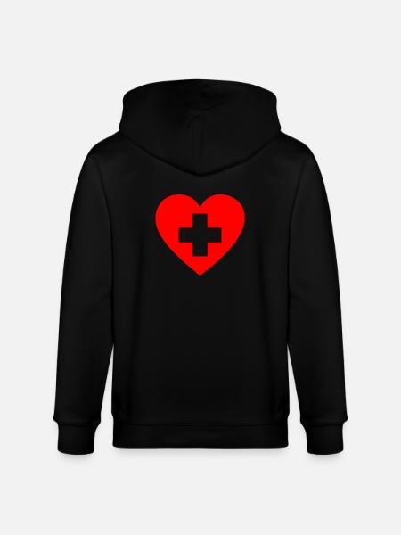 Erste-Hilfe-Herz - Stanley/Stella Unisex Bio-Kapuzenjacke CULTIVATOR - Schwarz