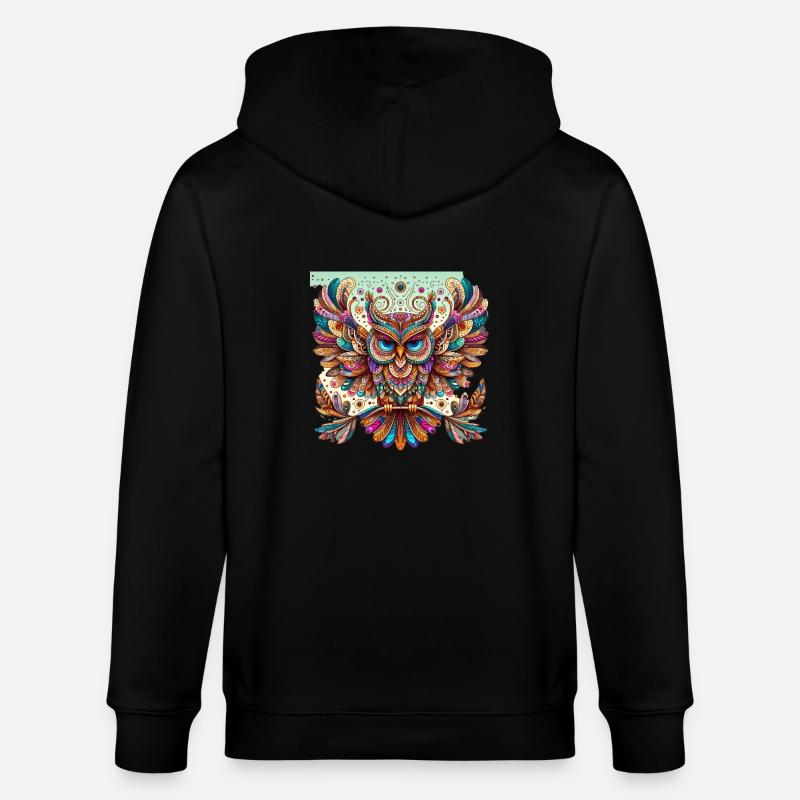 Muster Eule - Stanley/Stella Unisex Bio-Kapuzenjacke CULTIVATOR  - Schwarz