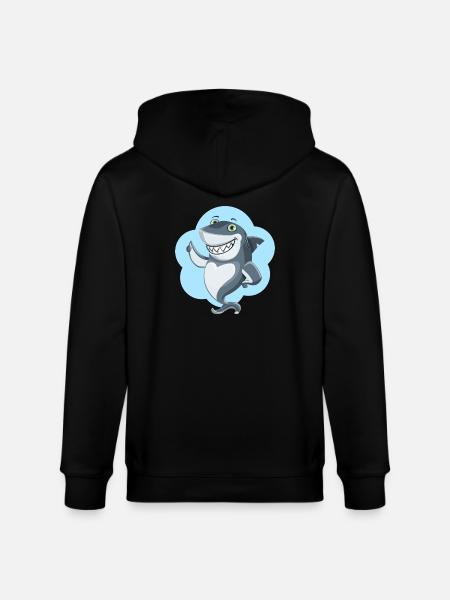 funny shark - Stanley/Stella CULTIVATOR Unisex Organic Hooded Jacket - black