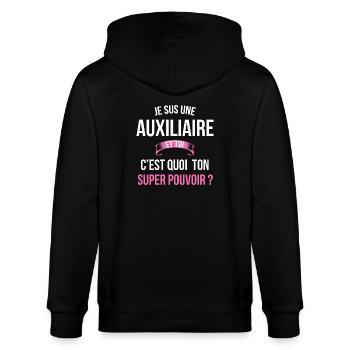Auxiliaire super pouvoir femme - Veste à capuche bio CULTIVATOR Stanley/Stella Unisexe - noir - Dos - Anna (173cm)
