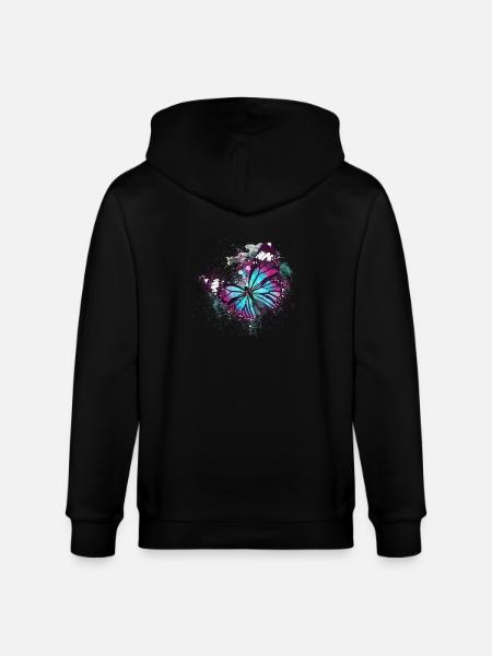 Beautiful Butterfly Watercolour - Stanley/Stella CULTIVATOR  Unisex Organic Hooded Jacket - black