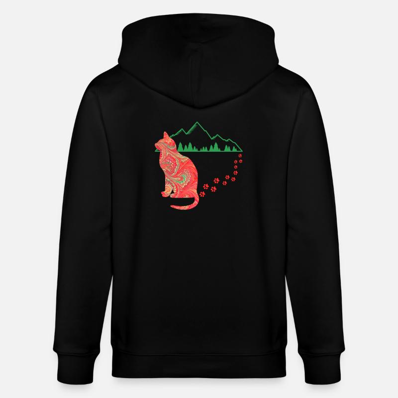 katze mit spuren e 91 - Stanley/Stella Unisex Bio-Kapuzenjacke CULTIVATOR  - Schwarz