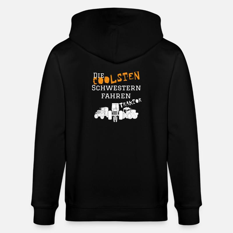 Die coolsten Schwester Traktor - Stanley/Stella Unisex Bio-Kapuzenjacke CULTIVATOR  - Schwarz