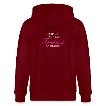 Tschüss anbieten - Stanley/Stella Unisex Bio-Kapuzenjacke CULTIVATOR  - Burgunderrot - Hinten - Anna (173cm)