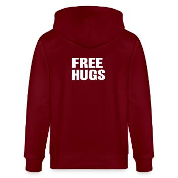 Gratis Umarmung freundlich glücklich Geschenk Idee - Stanley/Stella Unisex Bio-Kapuzenjacke CULTIVATOR  - Burgunderrot - Hinten - Anna (173cm)