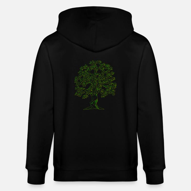Baum Zeichnung - Stanley/Stella Unisex Bio-Kapuzenjacke CULTIVATOR  - Schwarz