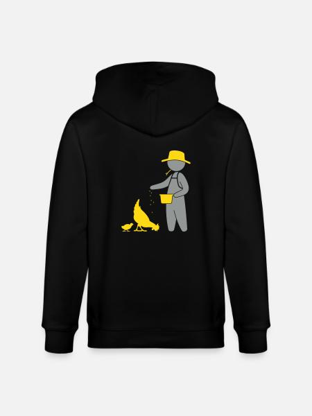 Farmer feeding the chickens - Stanley/Stella CULTIVATOR  Unisex Organic Hooded Jacket - black
