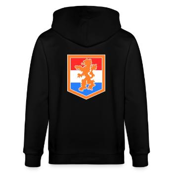 Orange soccer shirt with lion emblem - Stanley/Stella CULTIVATOR  Unisex Organic Hooded Jacket - black - Back - Anna (173cm)