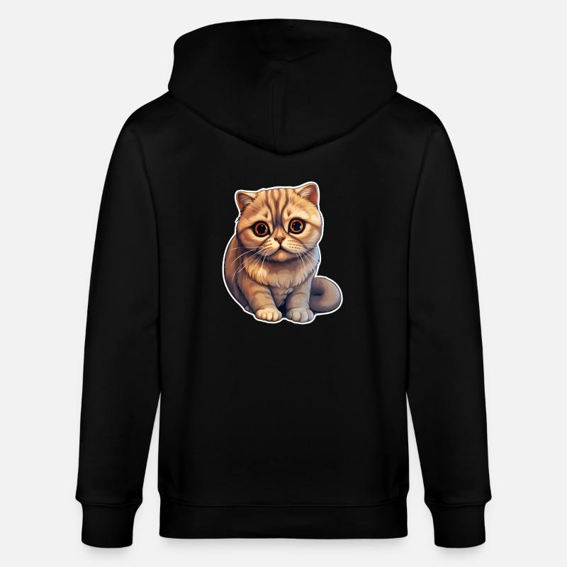Scottish Fold Katze - Stanley/Stella Unisex Bio-Kapuzenjacke CULTIVATOR  - Schwarz