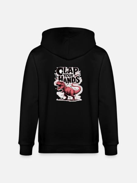 Dinosaur - clapping hands - humor - Stanley/Stella CULTIVATOR Unisex Organic Hooded Jacket - black