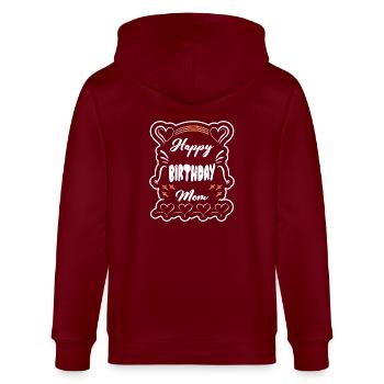 Alles Gute zum Geburtstag Mama 2025 T-Shirt - Stanley/Stella Unisex Bio-Kapuzenjacke CULTIVATOR  - Burgunderrot - Hinten - Anna (173cm)