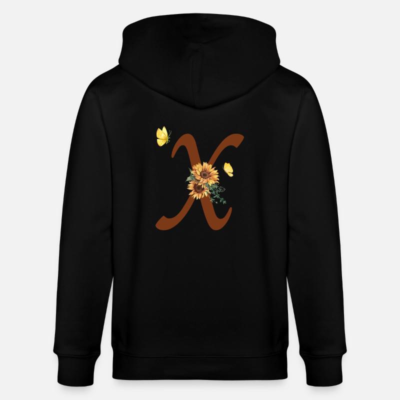 Buchstabe x Sonnenblume Schmetterling - Stanley/Stella Unisex Bio-Kapuzenjacke CULTIVATOR  - Schwarz