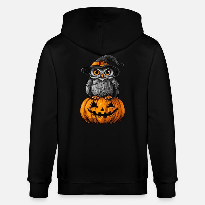 Lustige Halloween Eule - Stanley/Stella Unisex Bio-Kapuzenjacke CULTIVATOR  - Schwarz