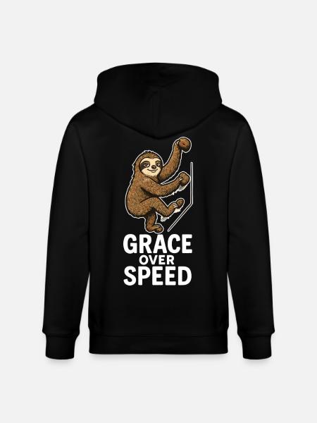 Bouldering Motivation – Grace Over Speed Gift - Stanley/Stella CULTIVATOR Unisex Organic Hooded Jacket - black