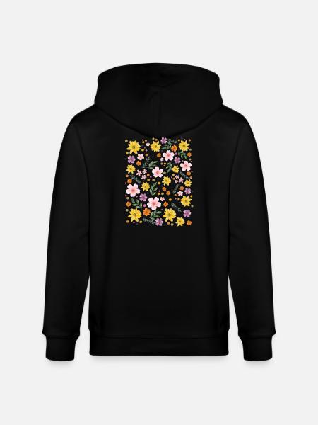 Aquarell Blumenzauber Muster - Stanley/Stella Unisex Bio-Kapuzenjacke CULTIVATOR  - Schwarz