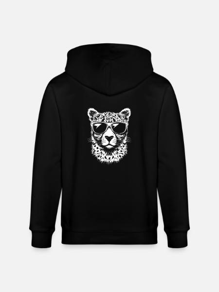 Cool Cheetah Sunglasses Summer Graphic - Stanley/Stella CULTIVATOR Unisex Organic Hooded Jacket - black
