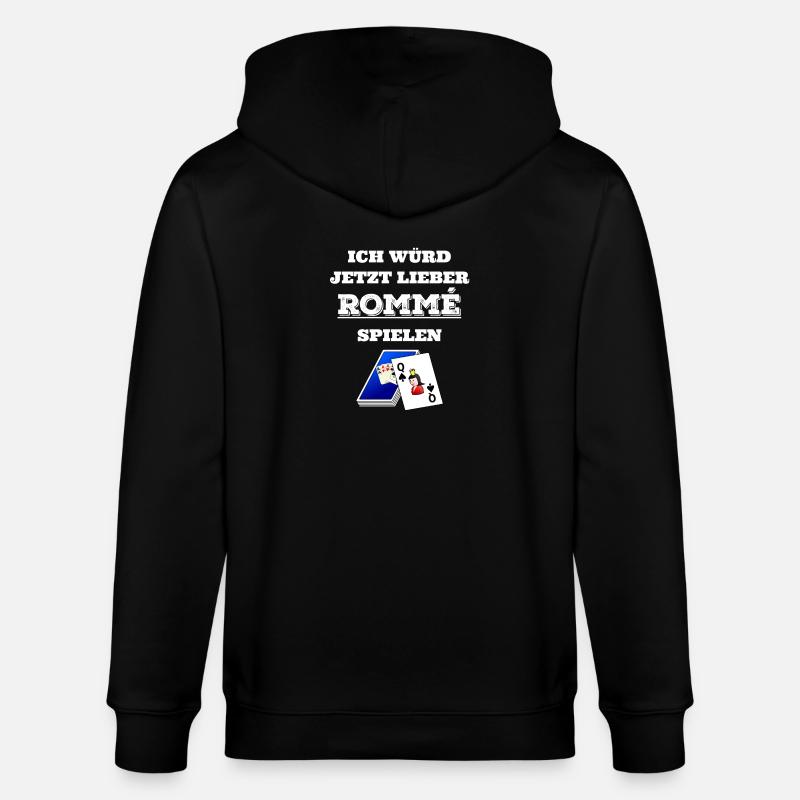Romme - Rommee - Geschenk - Stanley/Stella Unisex Bio-Kapuzenjacke CULTIVATOR  - Schwarz