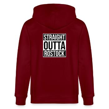 Straight Outta Rostock! | Beste Stadt - Stanley/Stella Unisex Bio-Kapuzenjacke CULTIVATOR  - Burgunderrot - Hinten - Anna (173cm)