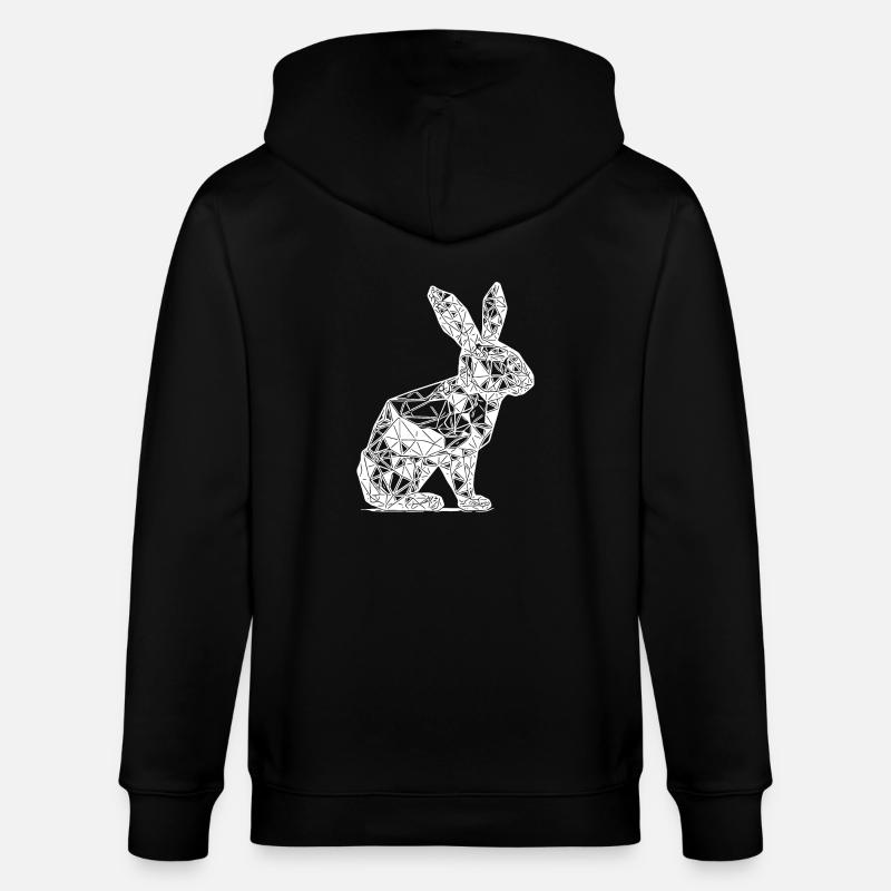 Geometric Lines Rabbit Rabbit Head - Stanley/Stella CULTIVATOR Unisex Organic Hooded Jacket - black